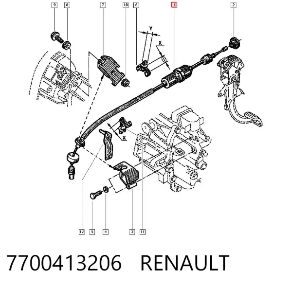 Cabo de embraiagem 7700413206 Renault (RVI)