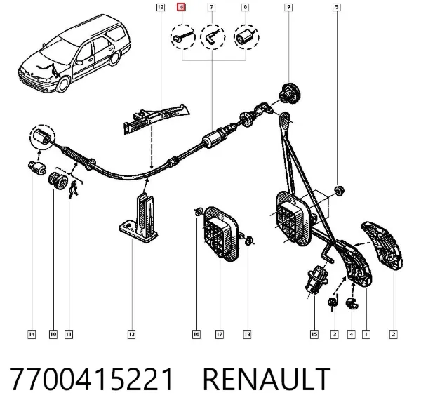 Cabo/pedal de gás (de acelerador) 7700415221 Renault (RVI)