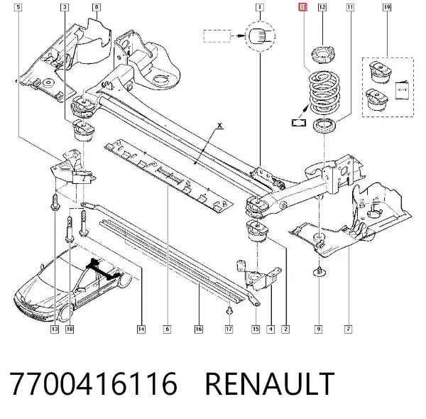 Mola traseira 7700416116 Renault (RVI)