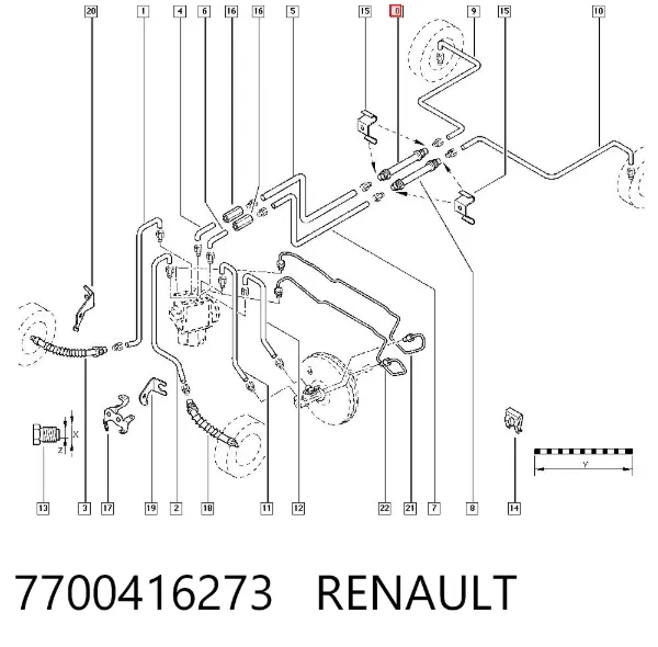 Mangueira do freio traseira 7700416273 Renault (RVI)