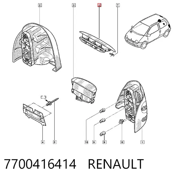 Sinal de parada traseiro adicional Renault Twingo I