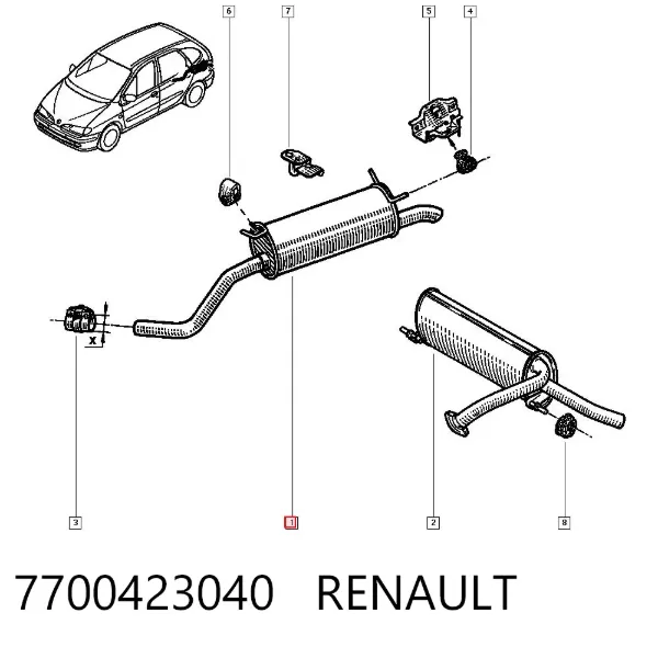 Silenciador, parte traseira 7700423040 Renault (RVI)