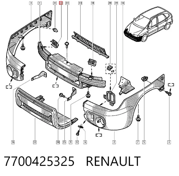 Consola do pára-choque dianteiro 7700425325 Renault (RVI)