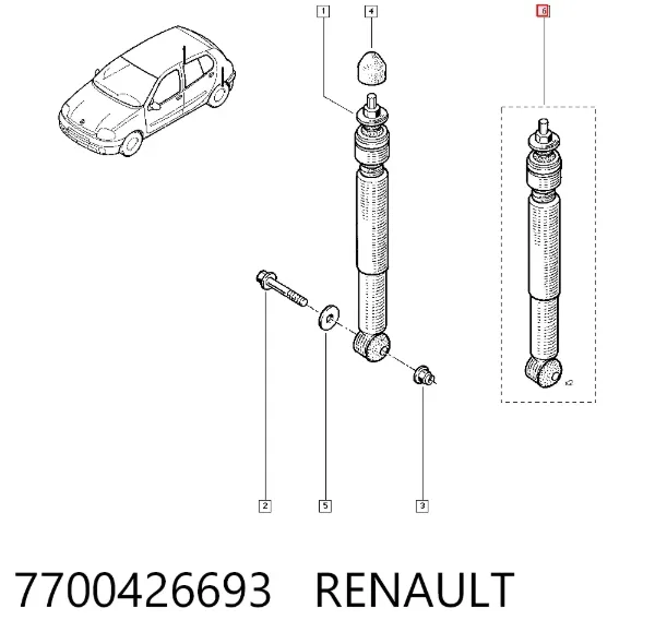Amortecedor traseiro 7700426693 Renault (RVI)