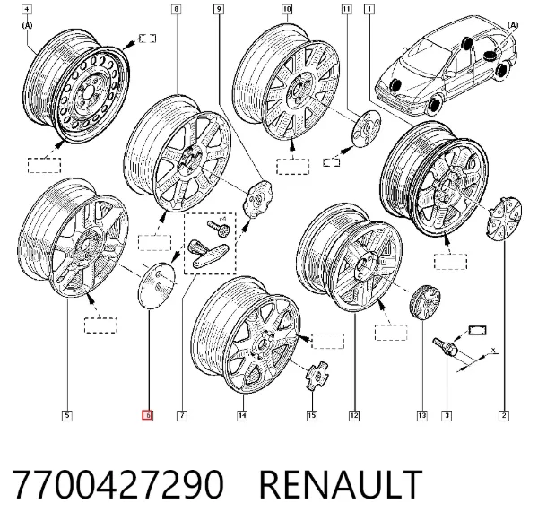 Coberta de disco de roda 7700427290 Renault (RVI)
