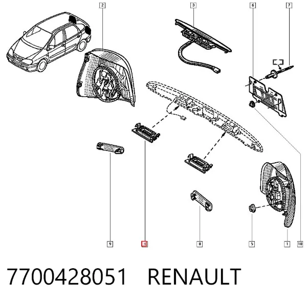 Porta traseira direita 7700428051 Renault (RVI)