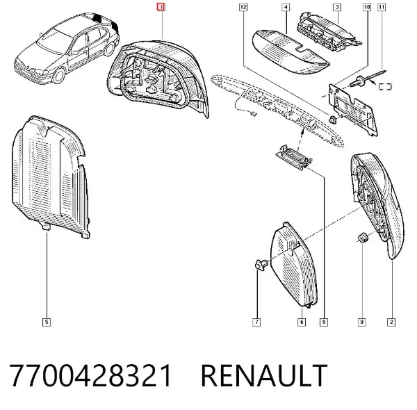 Lanterna traseira direita 7700428321 Renault (RVI)