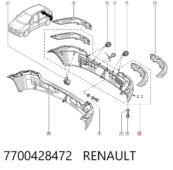 Pára-choque traseiro Renault Scenic I