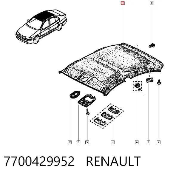Revestimento do teto 7700429952 Renault (RVI)