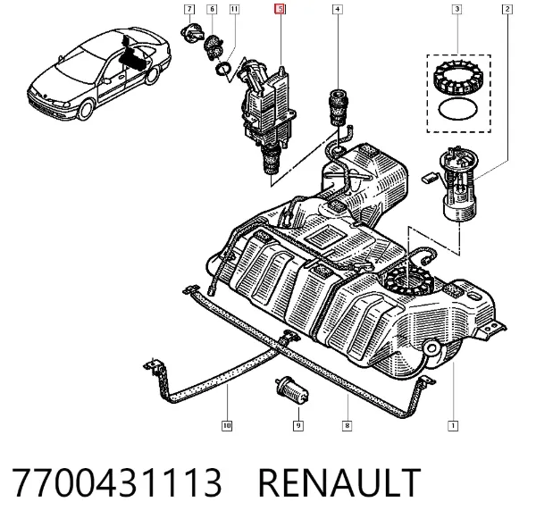 Gargalo de enchimento do tanque de combustível 7700431113 Renault (RVI)