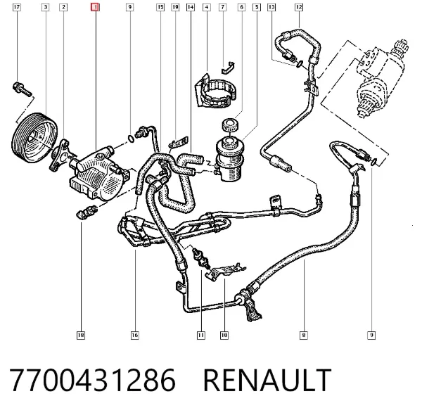 Bomba da Direção hidrâulica assistida 7700431286 Renault (RVI)