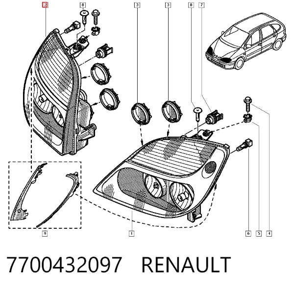 Luz direita 7700432097 Renault (RVI)