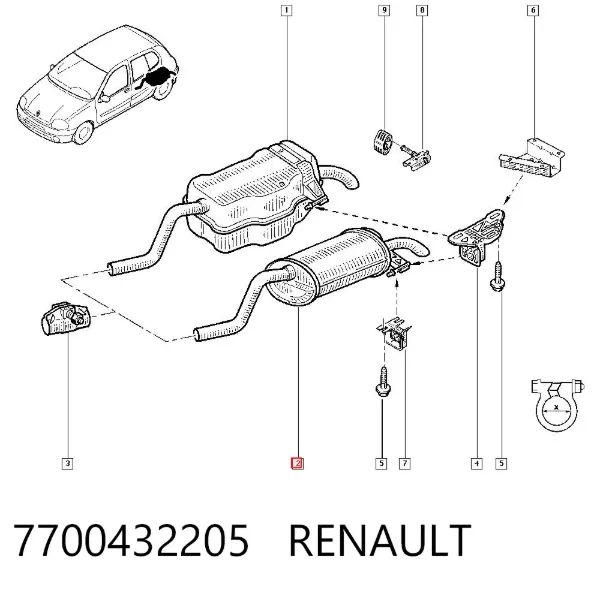 Silenciador, parte traseira 7700432205 Renault (RVI)