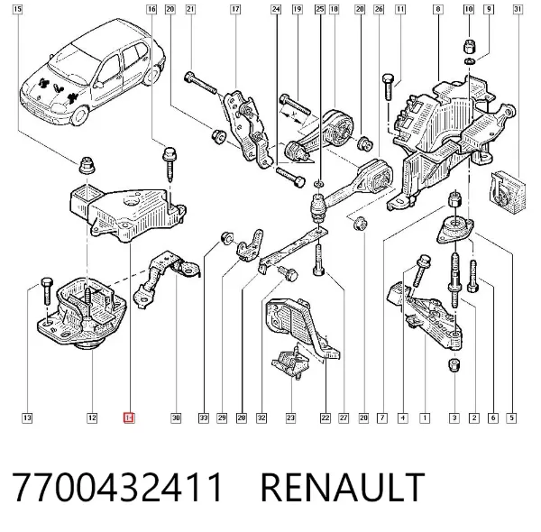 Suporte de rolamento suspenso do semieixo dianteiro 7700432411 Renault (RVI)