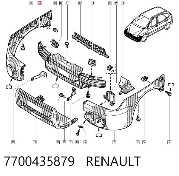 Pára-choque dianteiro 7700435879 Renault (RVI)