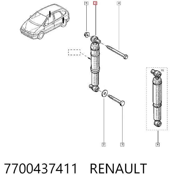 Amortecedor traseiro 7700437411 Renault (RVI)
