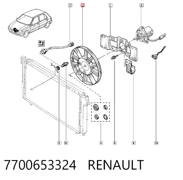 Motor de ventilador do sistema de esfriamento 7700653324 Renault (RVI)