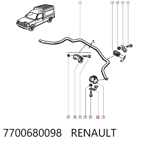 Braçadeira de fixação da bucha de estabilizador dianteiro 7700680098 Renault (RVI)