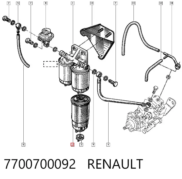 Filtro de combustível 7700700092 Renault (RVI)