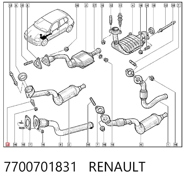 Mola de parafuso de fixação de tubo coletor 7700701831 Renault (RVI)