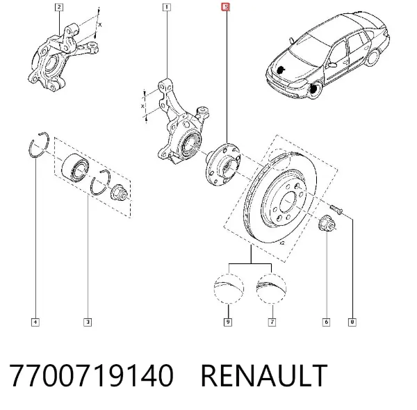 Cubo dianteiro 7700719140 Renault (RVI)
