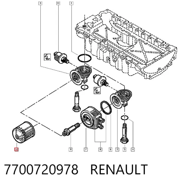Filtro de óleo 7700720978 Renault (RVI)