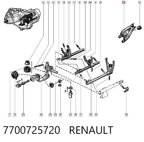Forquilha de embraiagem 7700725720 Renault (RVI)