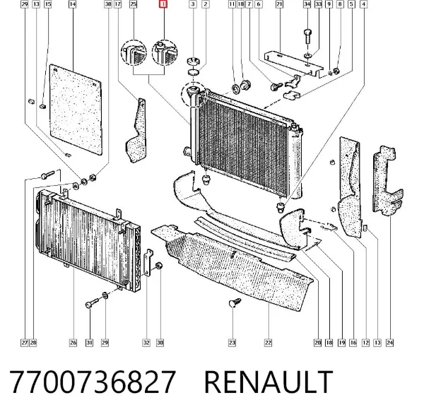 Radiador de esfriamento de motor 7700736827 Renault (RVI)