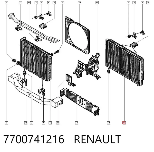 Radiador de esfriamento de motor 7700741216 Renault (RVI)