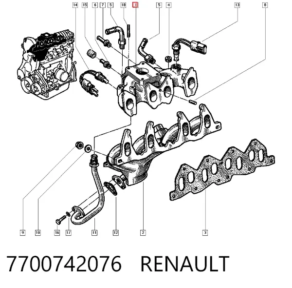 Tubo coletor de admissão 7700742076 Renault (RVI)