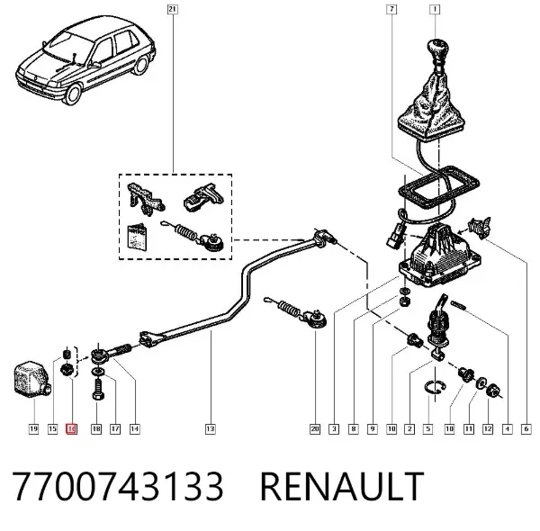 Bucha do mecanismo de mudança (de ligação) 7700743133 Renault (RVI)