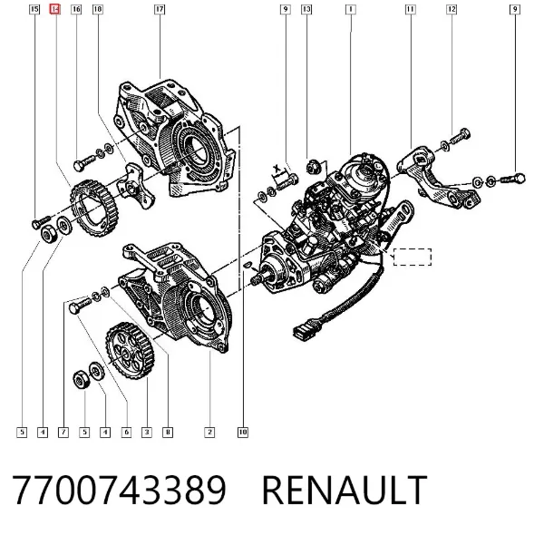 Roda dentada de engrenagem de cadeia da Bomba de Combustível de Pressão Alta 7700743389 Renault (RVI)