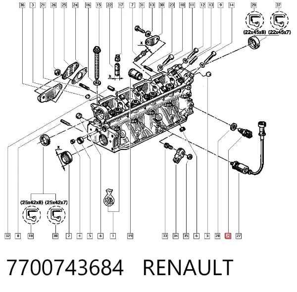 Sensor de temperatura do fluido de esfriamento 7700743684 Renault (RVI)