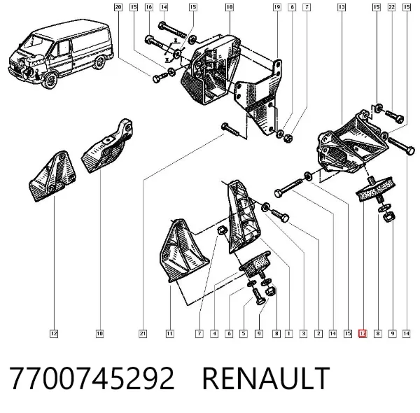 Coxim (suporte) dianteiro de motor 7700745292 Renault (RVI)