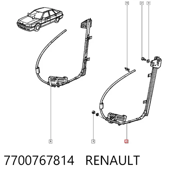 Mecanismo de acionamento de vidro da porta dianteira esquerda 7700767814 Renault (RVI)