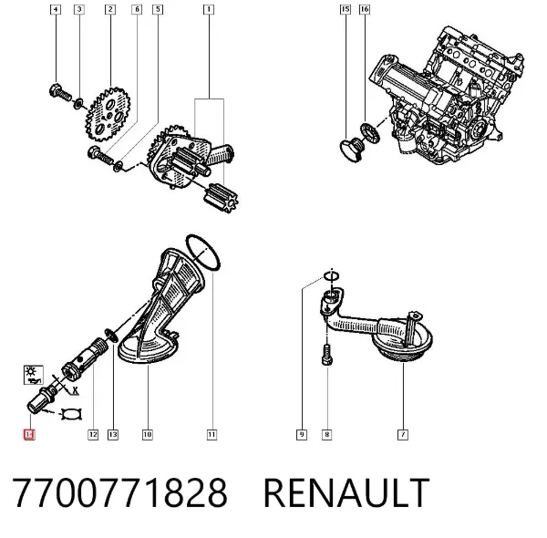 Sensor de pressão de óleo 7700771828 Renault (RVI)