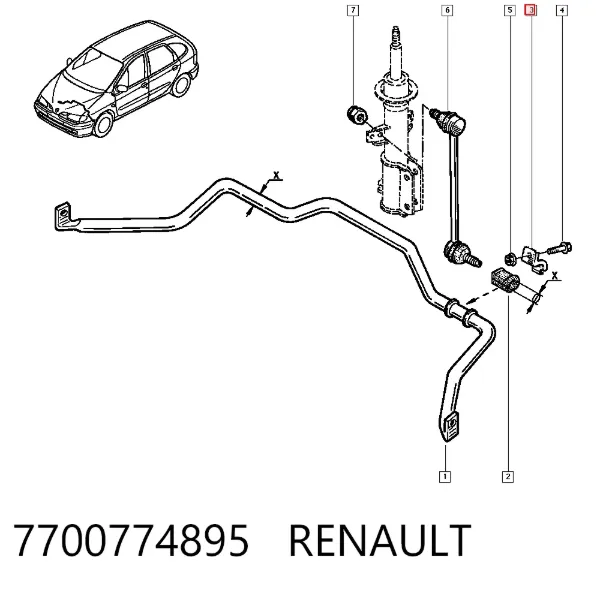 Braçadeira de fixação da bucha de estabilizador dianteiro 7700774895 Renault (RVI)