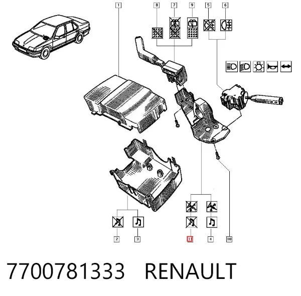 Anel AIRBAG de contato, cabo plano do volante 7700781333 Renault (RVI)