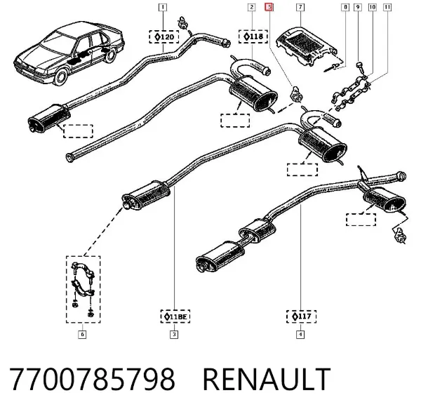 Coxim de fixação do silenciador 7700785798 Renault (RVI)