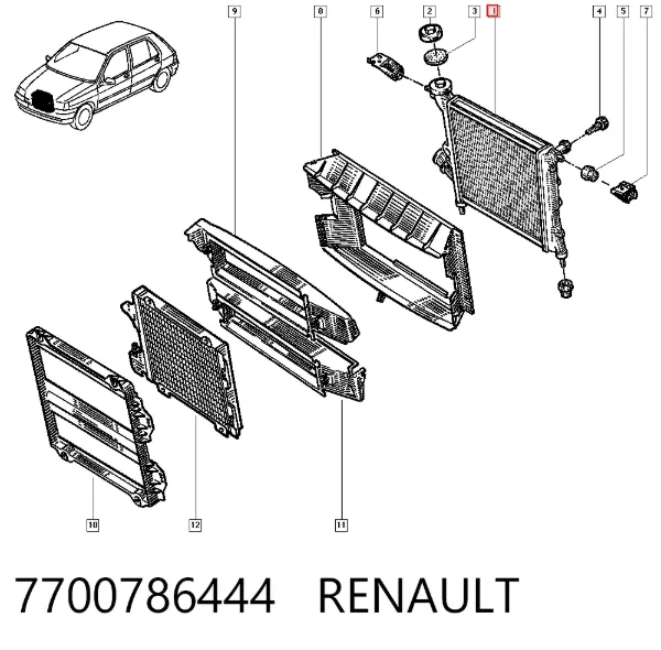 Radiador de esfriamento de motor 7700786444 Renault (RVI)