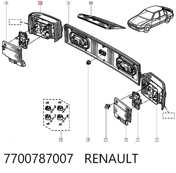 Lanterna traseira direita Renault 19 II