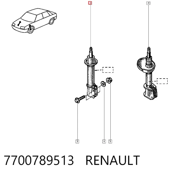 Amortecedor dianteiro 7700789513 Renault (RVI)