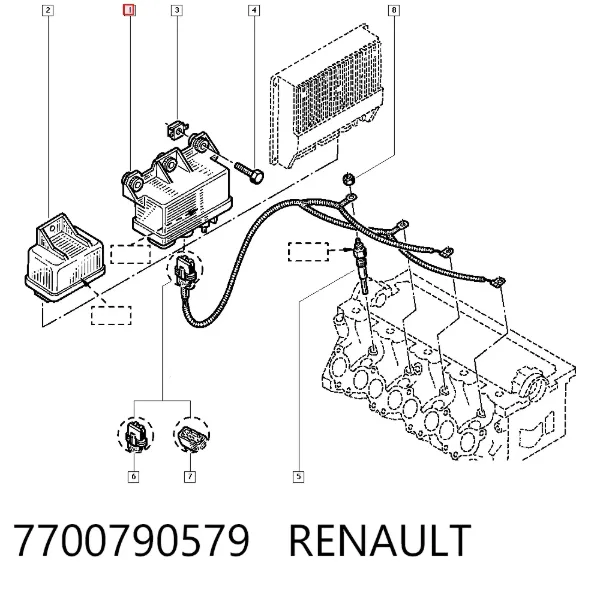 Relê das velas de incandescência 7700790579 Renault (RVI)