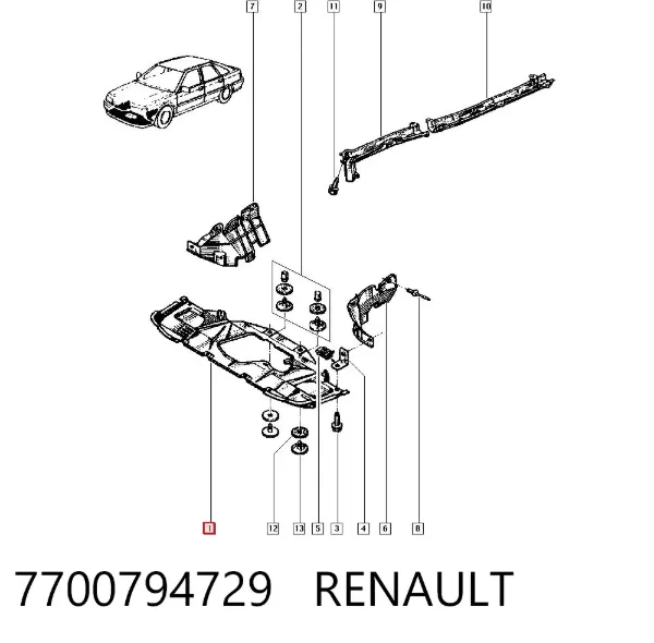 Proteção de motor, de panela (da seção de motor) 7700794729 Renault (RVI)