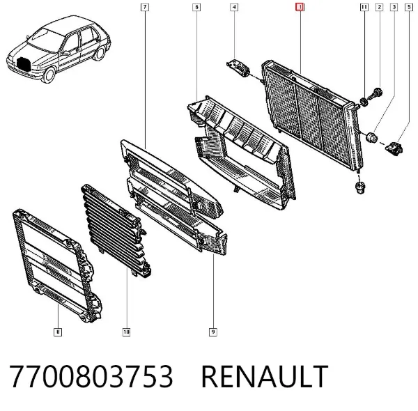 Radiador de esfriamento de motor 7700803753 Renault (RVI)