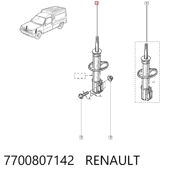 Amortecedor dianteiro 7700807142 Renault (RVI)