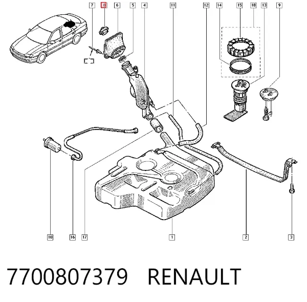 Tampa (tampão) do tanque de combustível 7700807379 Renault (RVI)