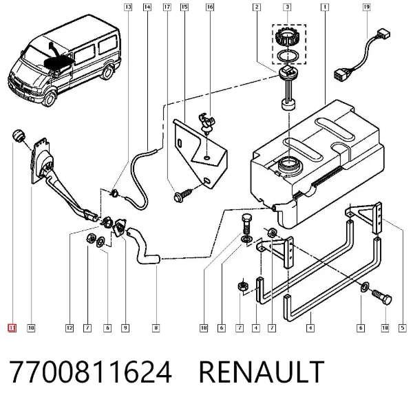 Tampa (tampão) do tanque de combustível 7700811624 Renault (RVI)