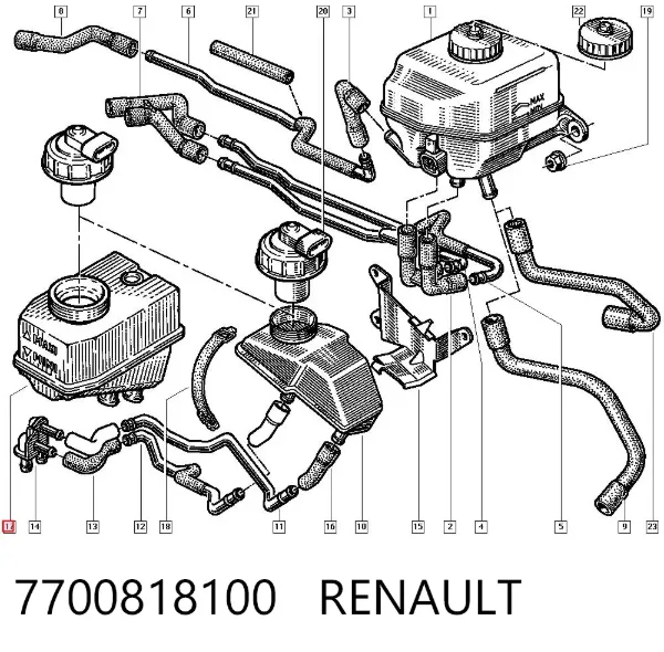 Tanque de cilindro mestre do freio (de fluido de freio) 7700818100 Renault (RVI)