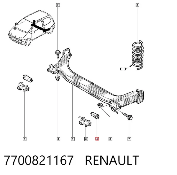 Bloco silencioso de viga traseira (de plataforma veicular) 7700821167 Renault (RVI)